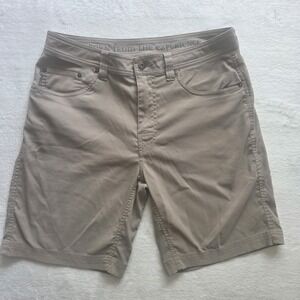 Prana Brion Shorts Mens 32 Brown Stretch Nylon Hiking Outdoor 9 Inch Inseam